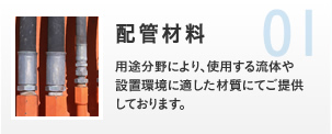 配管材料 用途分野により、使用する流体や設置環境に適した材質にてご提供しております。